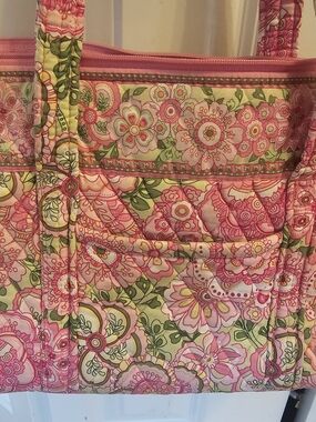 Vera Bradley Pink & Green Quilted Floral Tote